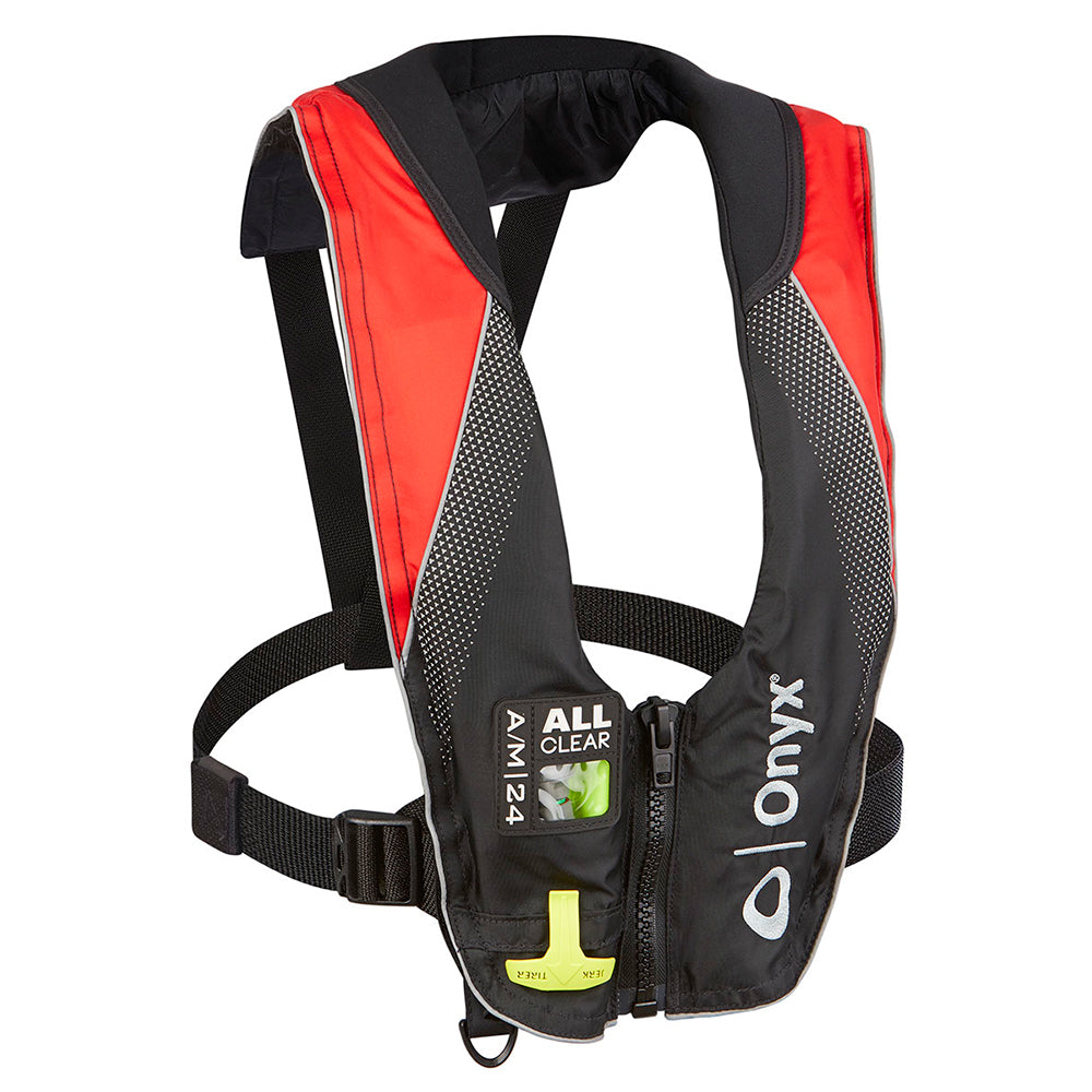 Onyx AM24 Series All Clear AutomaticManual Inflatable Life Jacket  BlackRed  Adult 13220010000420
