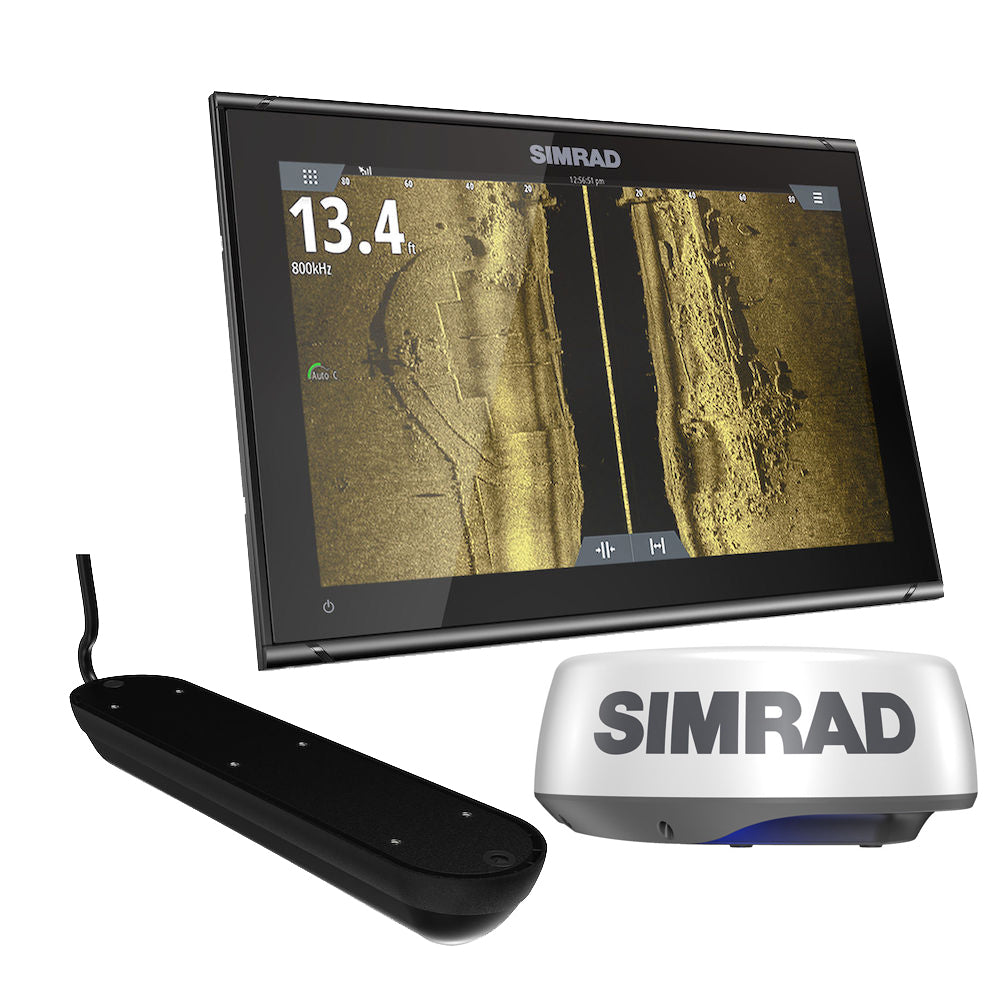 Simrad GO9 XSE Chartplotter Radar Bundle HALO20  Active Imaging 3in1 Transom Mount Transducer  CMAP Discover Chart