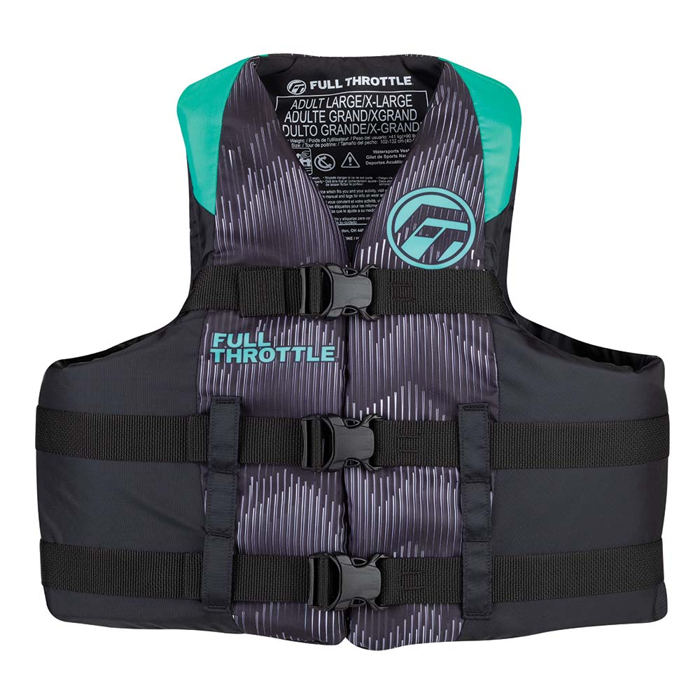 Full Throttle Adult Nylon Life Jacket  SM  AquaBlack 11220050503022