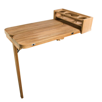 Whitecap Cockpit Table wFolding Leaves  4 Cupholders  Teak 61392C