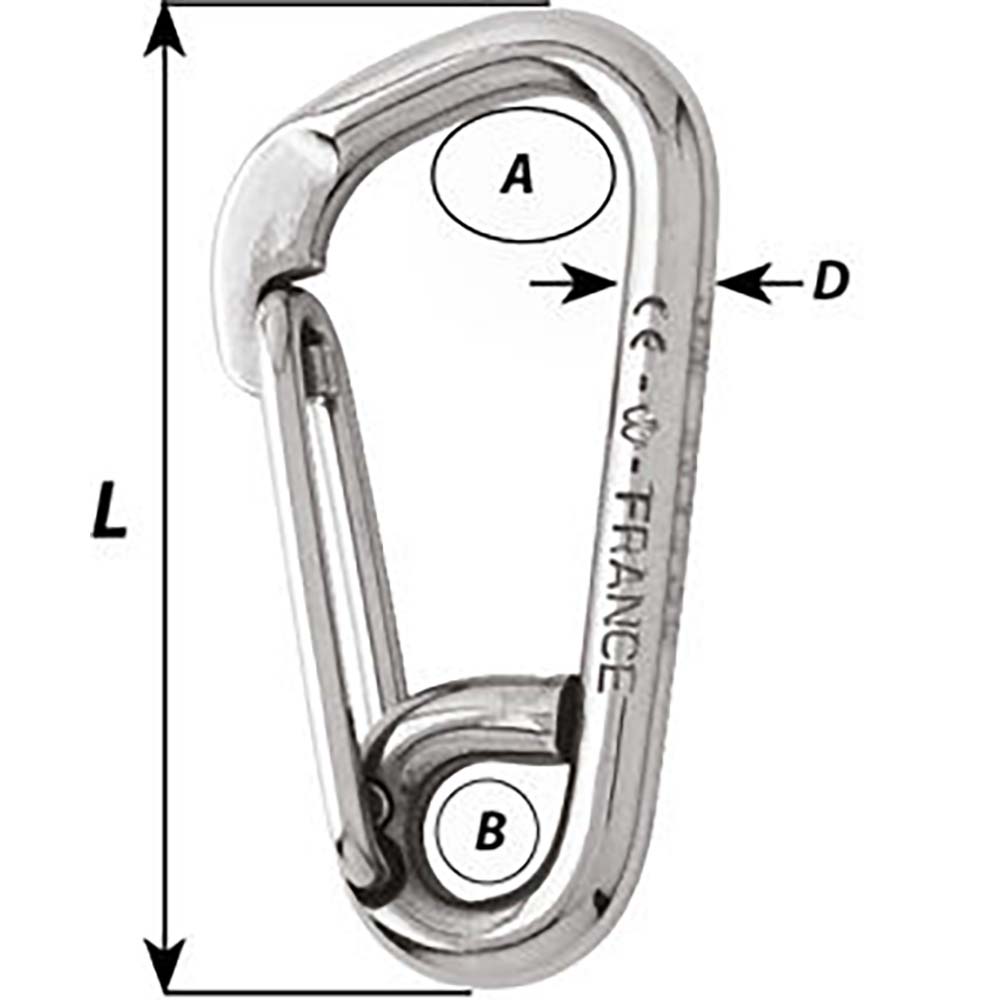 Wichard Asymmetric Carbine Hook  Length 120mm  1532 02327