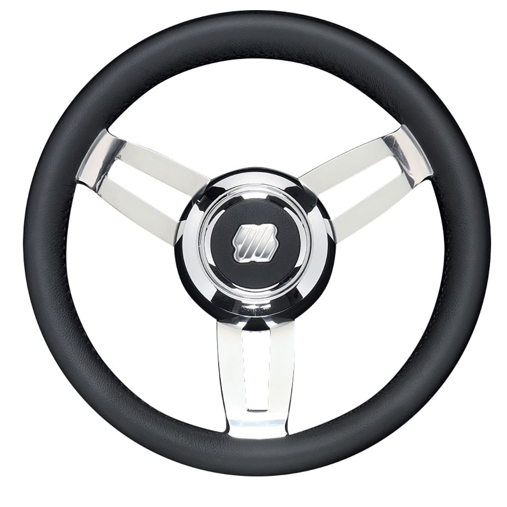 Uflex Morosini 138 Steering Wheel  Black Polyurethane wStainless Steel Spokes  Chrome Hub MOROSINI UCHB