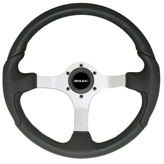 Uflex Nisida Steering Wheel 138  Black Polyurethane Grip wBlack Aluminum Spokes NISIDABB