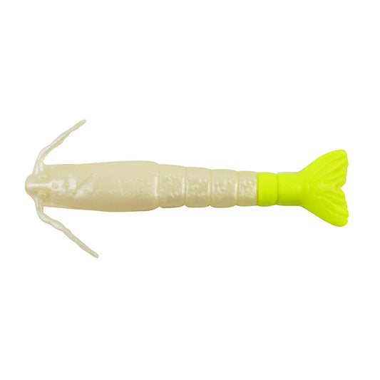 Berkley Gulp Saltwater Shrimp  3  Pearl WhiteChartreuse 1240006