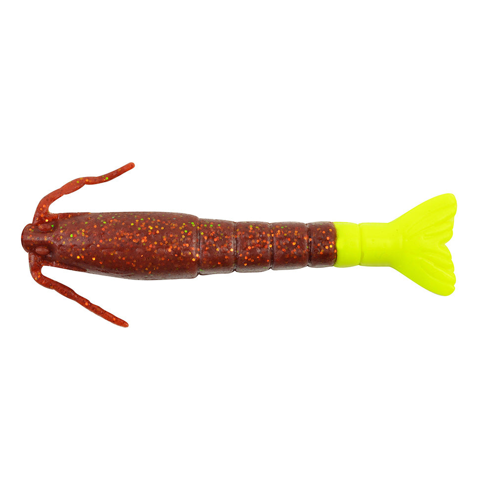 Berkley Gulp Saltwater Shrimp  3  Root Beer GoldChartreuse 1240007