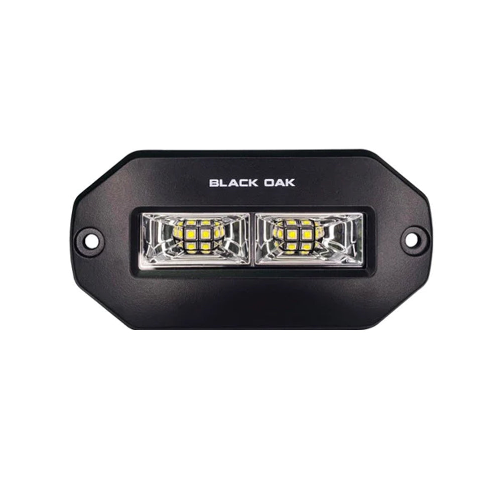 Black Oak 4 Marine Flush Mount Spreader Light  Black Housing  Pro Series 30 4BFMSLS