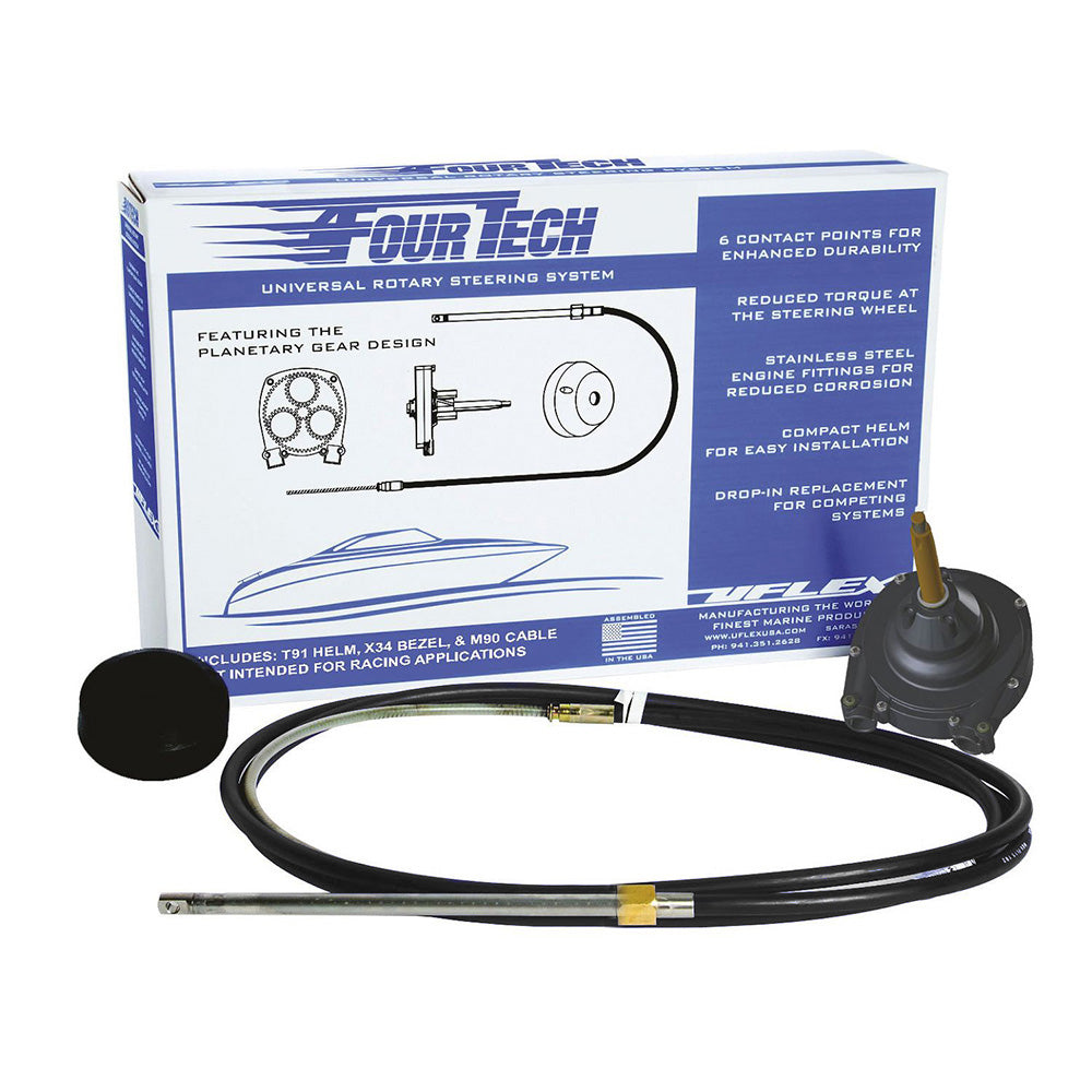 Uflex Fourtech 7 Black Mach Rotary Steering System wHelm Bezel  Cable FOURTECHBLK07