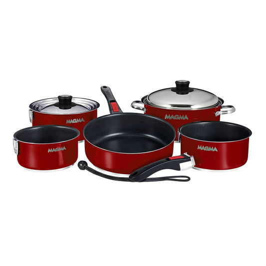 Magma Nestable 10 Piece Induction NonStick Enamel Finish Cookware Set  Magma Red A10366MR2IN