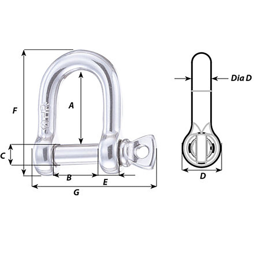 Wichard HR D Shackle  14mm Diameter  3564 11207