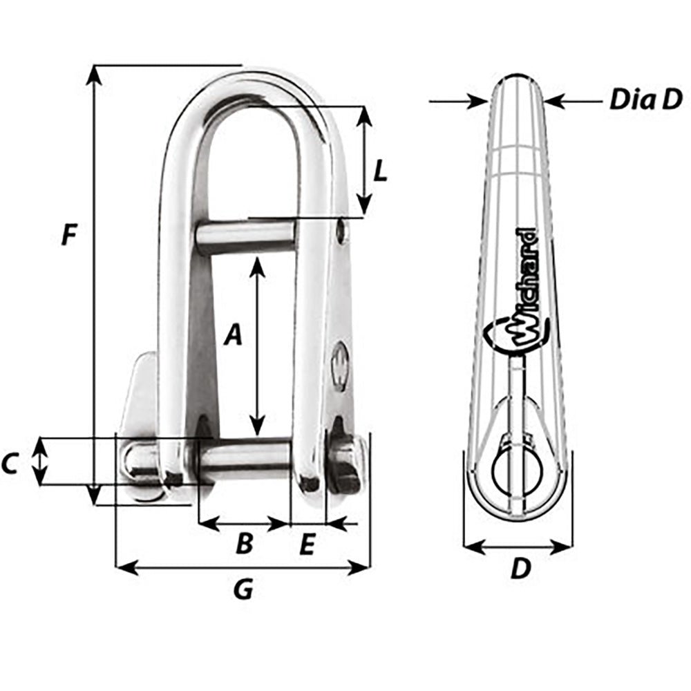 Wichard HR Key Pin Shackle With Bar  5mm Pin Diameter 91432