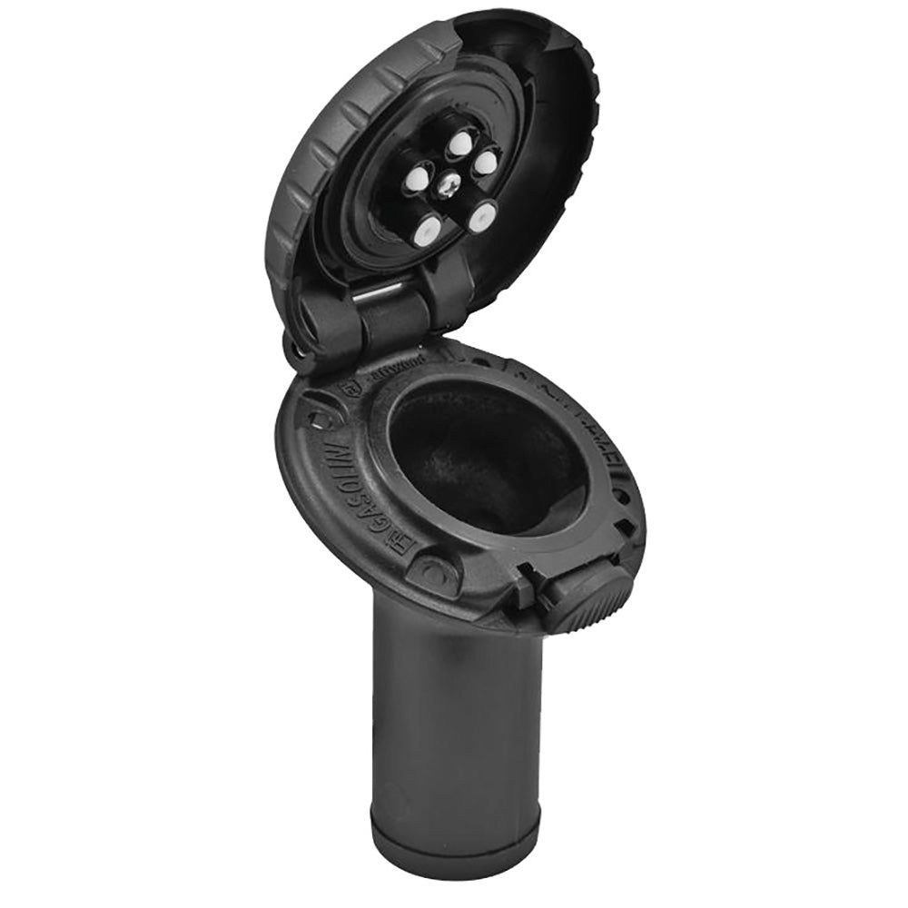 Attwood Deck Fill fCarbon Canister System  Angled Body  Scalloped Black Plastic Cap 99DFCCAB1S