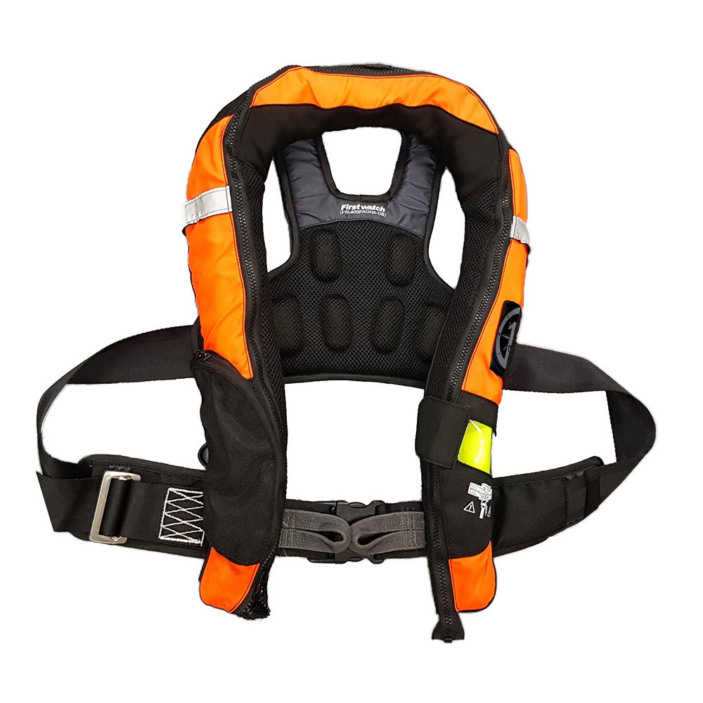First Watch FW40PRO Ergo Auto Inflatable PFD wHarness  HiVis Orange  Black FW40PROHAOB